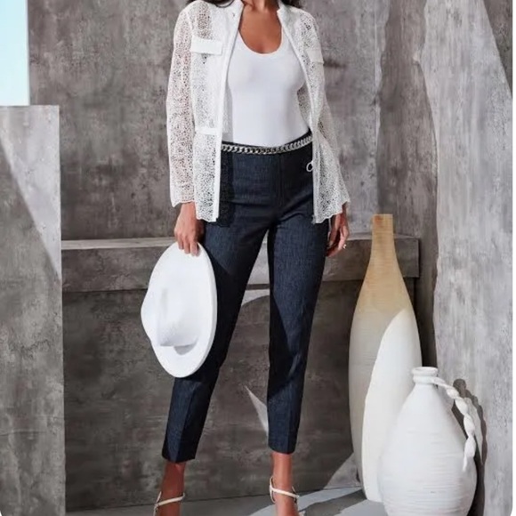 ELIE TAHARI sheer lightweight crochet Jacket Blazer pockets Sz 2 Women - Picture 1 of 7